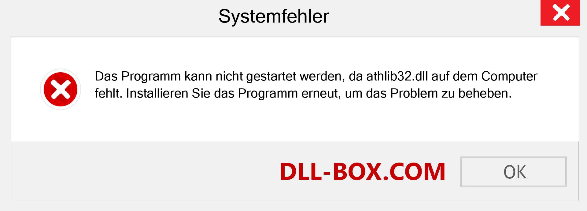 athlib32.dll-Datei fehlt?. Download für Windows 7, 8, 10 - Fix athlib32 dll Missing Error unter Windows, Fotos, Bildern