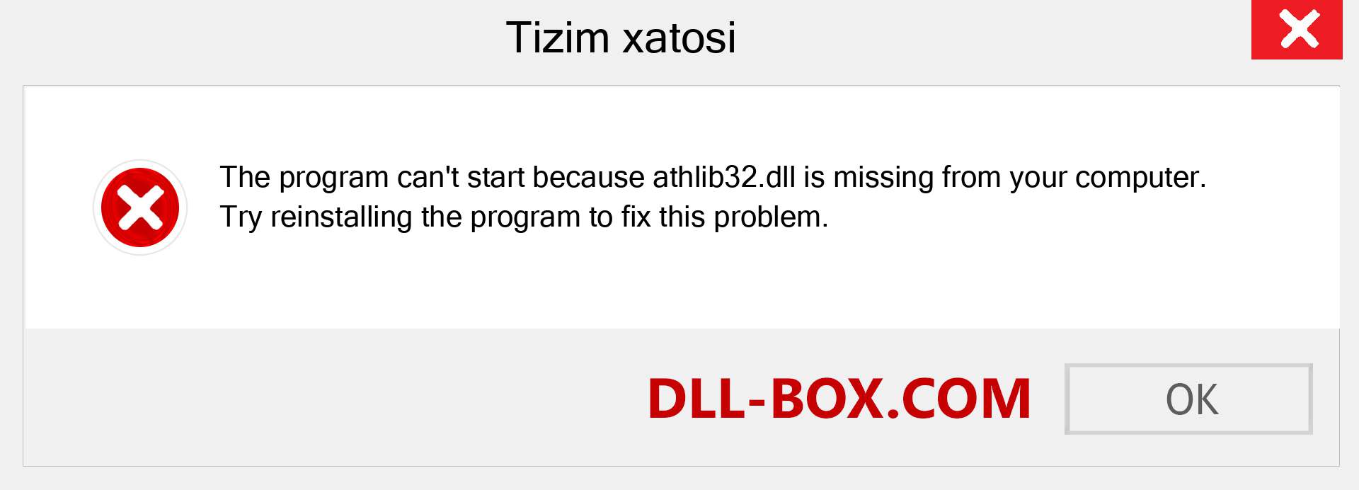 athlib32.dll fayli yo'qolganmi?. Windows 7, 8, 10 uchun yuklab olish - Windowsda athlib32 dll etishmayotgan xatoni tuzating, rasmlar, rasmlar